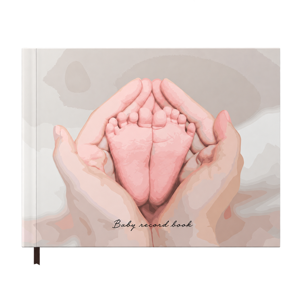 A Mother’s Touch baby record book cover showing tiny feet held in a parent’s hands