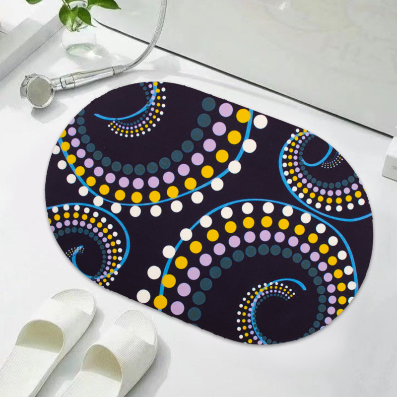 Swirl Polka Dots Super Absorbent Anti Skid Bathroom Floor Mat Bathroom Mats June Trading   