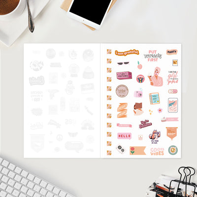 Undated Yearly Planner (2025 Collection) Growth Over Comfort + Ultimate Sticker Book