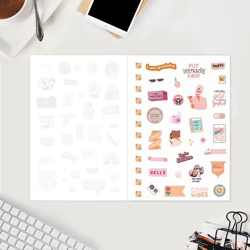 Undated Yearly Planner (2025 Collection) Growth Over Comfort + Ultimate Sticker Book