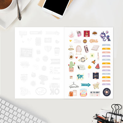 Undated Yearly Planner (2025 Collection) Growth Over Comfort + Ultimate Sticker Book