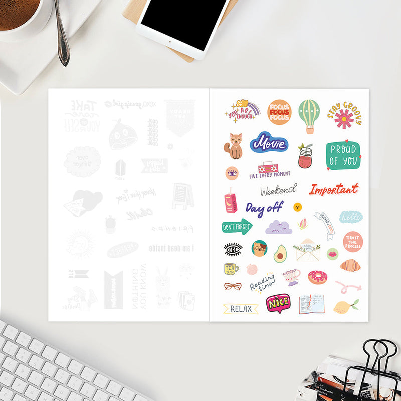 Undated Yearly Planner (2025 Collection) Growth Over Comfort + Ultimate Sticker Book