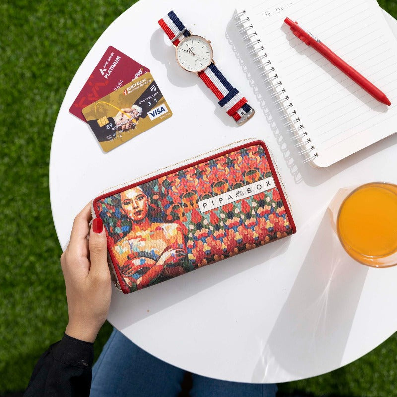 Zhan - Canvas & Leather Ladies Wallet Wallet Pipa Box   