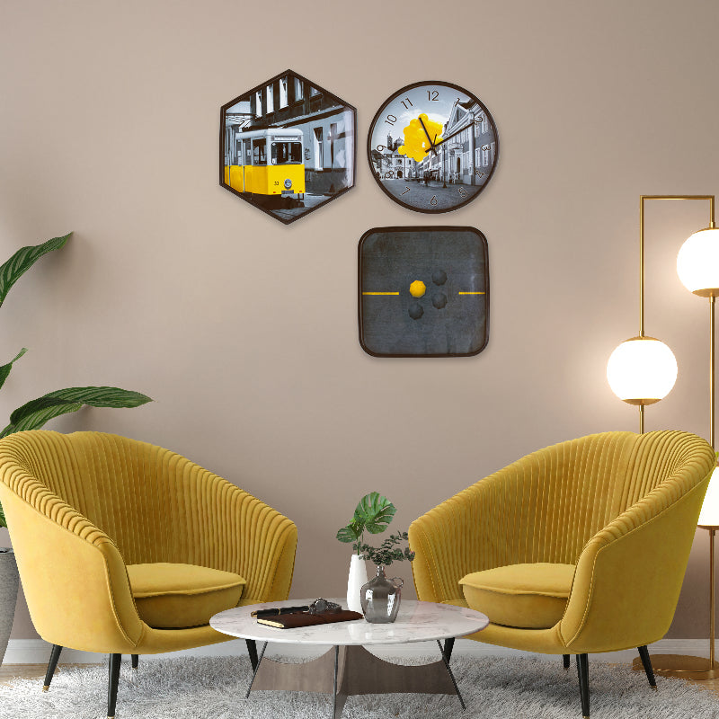 Modern Abstract Art Wall Clock & Frame Set Wall Clocks June Trading   