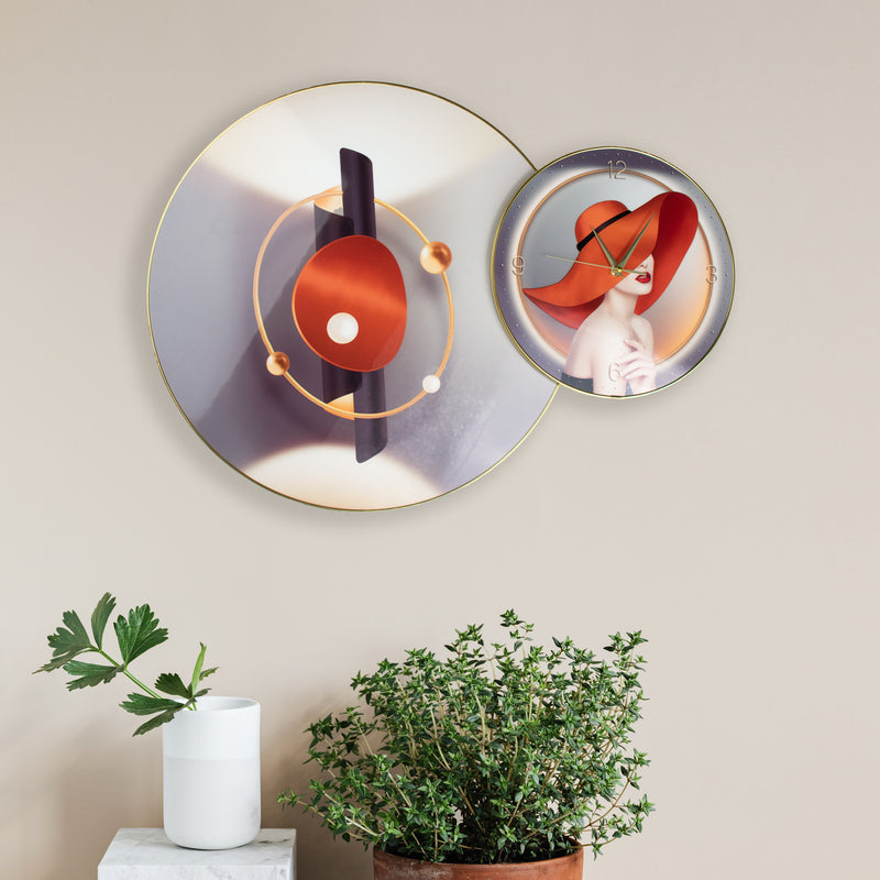 Elegant Lady In Red Hat Wall Clock Wall Clocks June Trading   